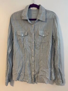 FOREVER 21 collared button down Striped Blue White stripe dress shirt large